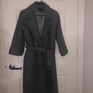 Belted coat grayish-green